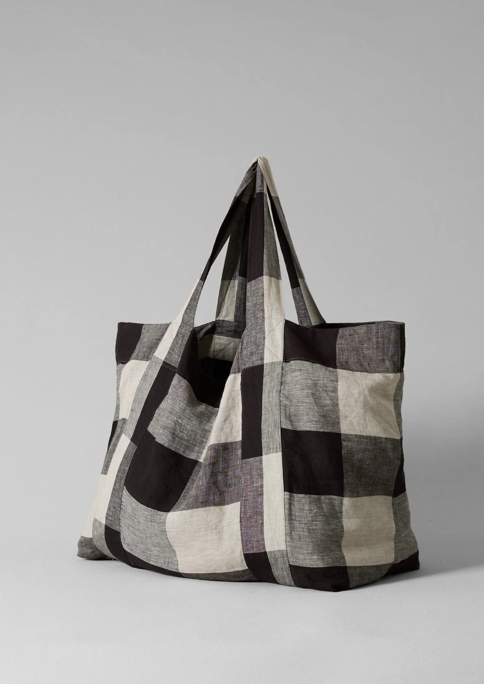 Macro Gingham Lightweight Linen Bag | Ecru/Charcoal sold by TOAST product image thumbnail 2