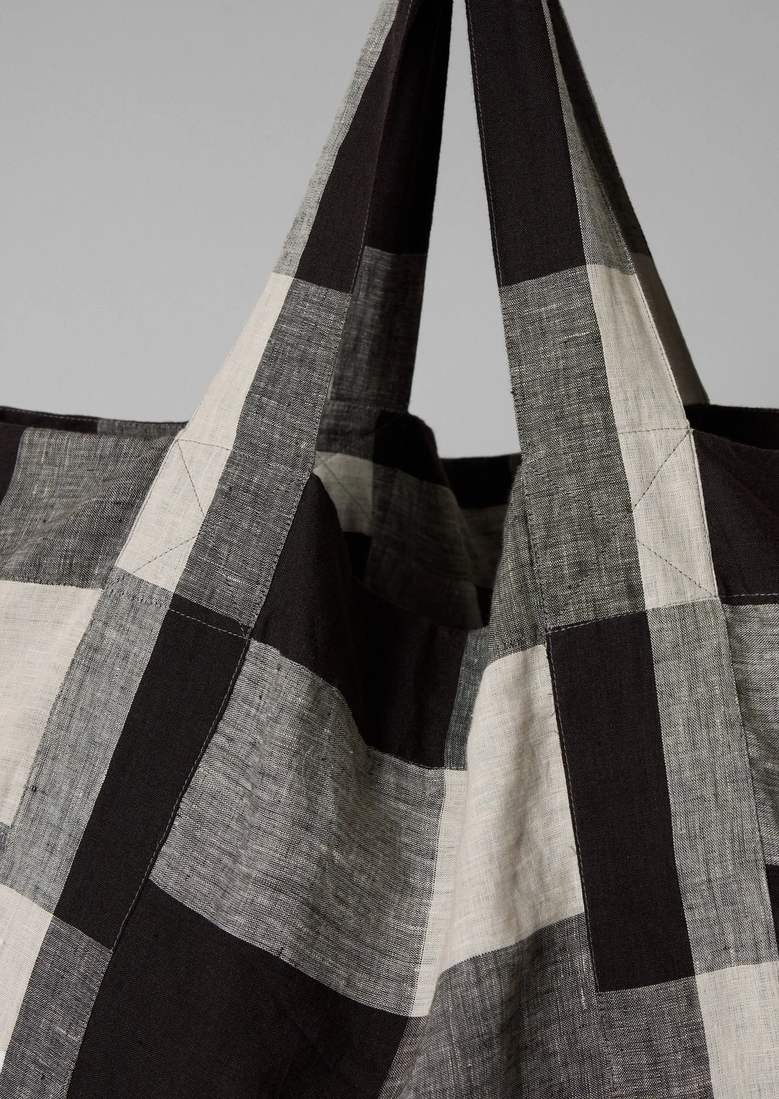 Macro Gingham Lightweight Linen Bag | Ecru/Charcoal sold by TOAST product image thumbnail 3