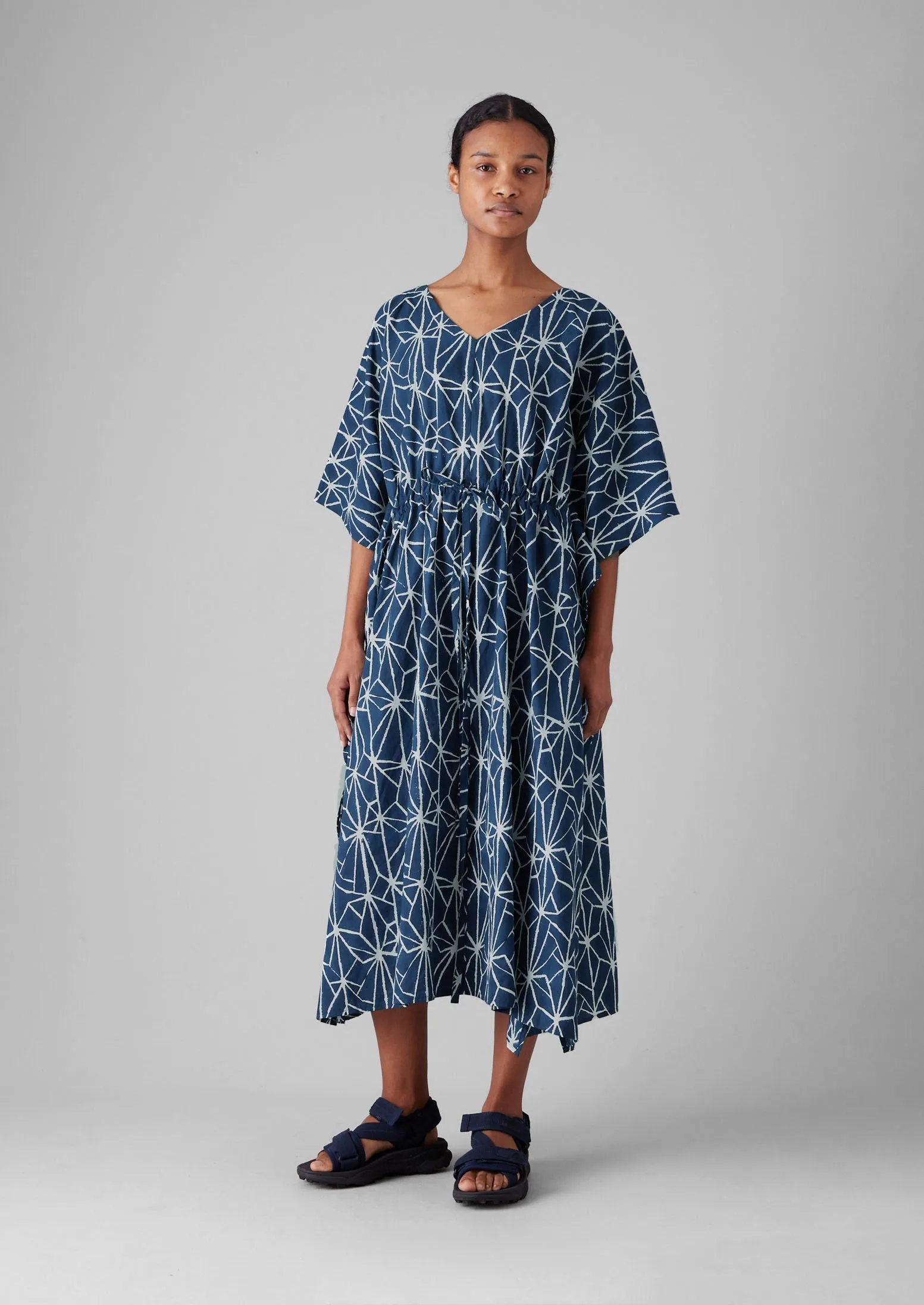 Prism Block Print Kaftan Dress | Indigo/Ecru sold by TOAST product image thumbnail 2