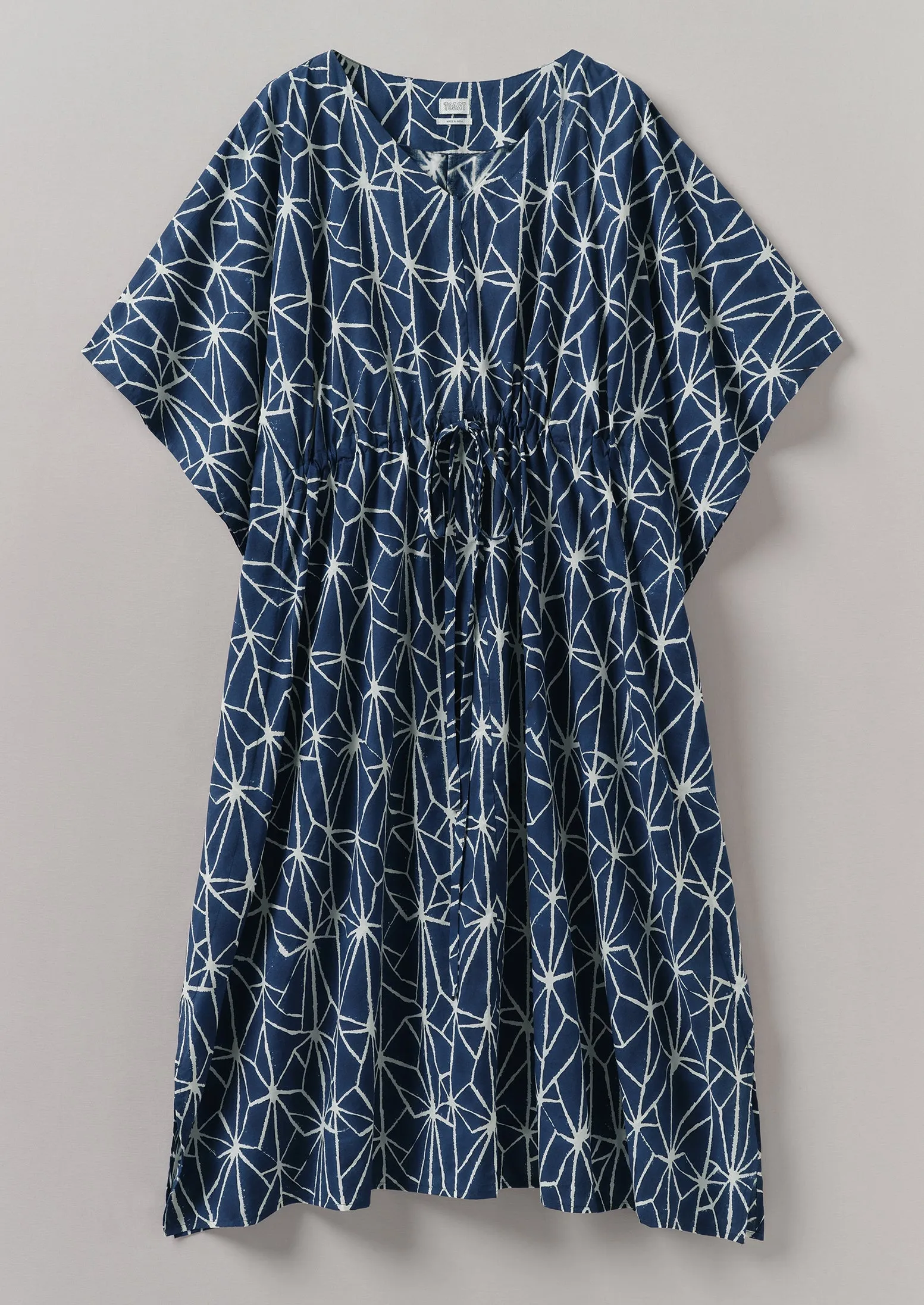 Prism Block Print Kaftan Dress | Indigo/Ecru sold by TOAST