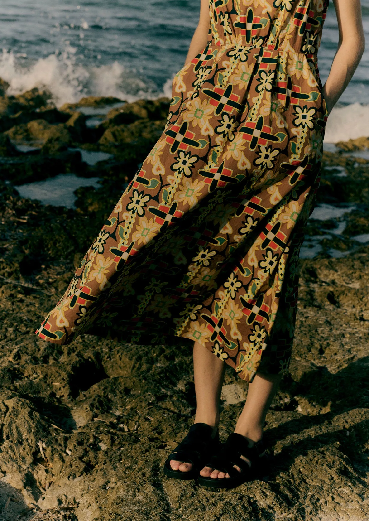 Folk Collage Print Cotton Poplin Dress | Multi sold by TOAST product image thumbnail 3