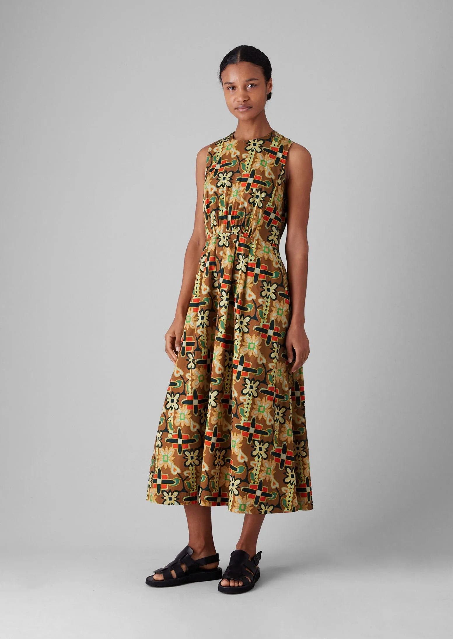 Folk Collage Print Cotton Poplin Dress | Multi sold by TOAST product image thumbnail 4