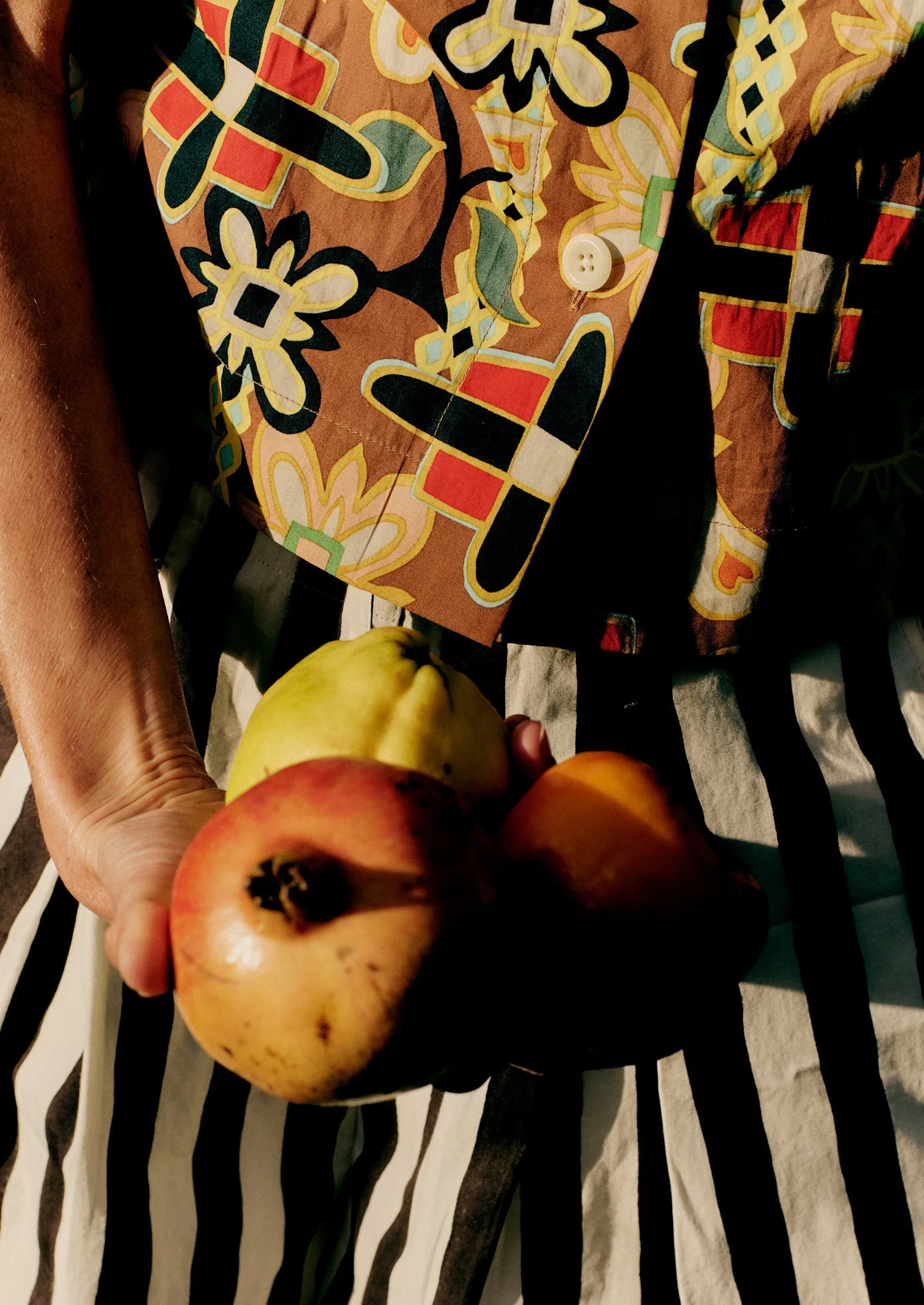 Wave Stripe Block Print Cotton Shorts | Ecru/Chocolate sold by TOAST product image thumbnail 4