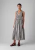 Wave Stripe Block Print Cotton Dress | Ecru/Chocolate sold by TOAST