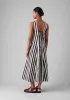 Wave Stripe Block Print Cotton Dress | Ecru/Chocolate sold by TOAST
