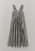 Wave Stripe Block Print Cotton Dress | Ecru/Chocolate sold by TOAST