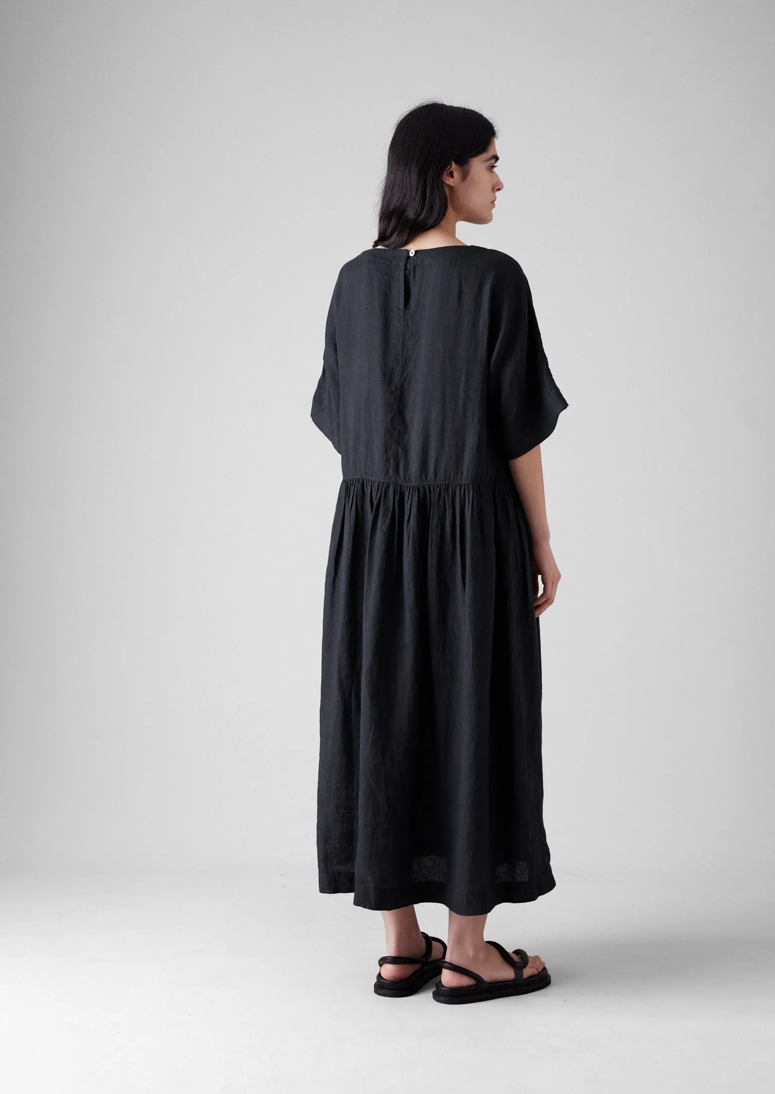 Lightweight Linen Gathered Waist Dress | Black Pepper sold by TOAST product image thumbnail 3