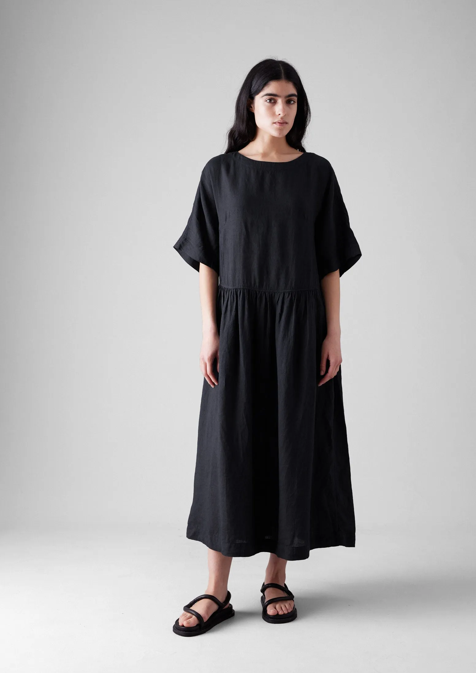 Lightweight Linen Gathered Waist Dress | Black Pepper sold by TOAST product image thumbnail 2