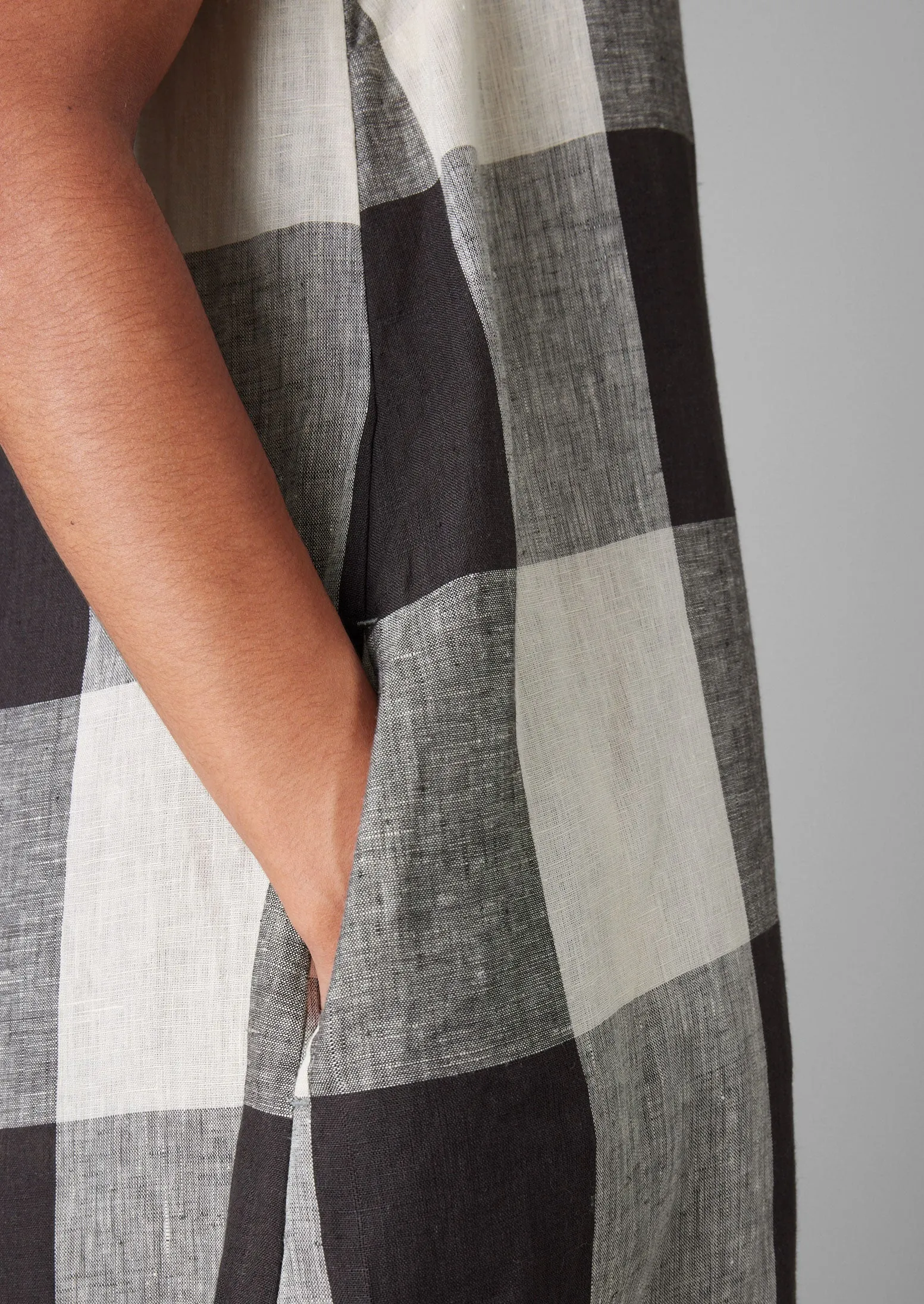 Macro Gingham Lightweight Linen Dress | Ecru/Charcoal sold by TOAST product image thumbnail 5