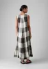 Macro Gingham Lightweight Linen Dress | Ecru/Charcoal sold by TOAST