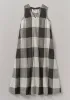Macro Gingham Lightweight Linen Dress | Ecru/Charcoal sold by TOAST