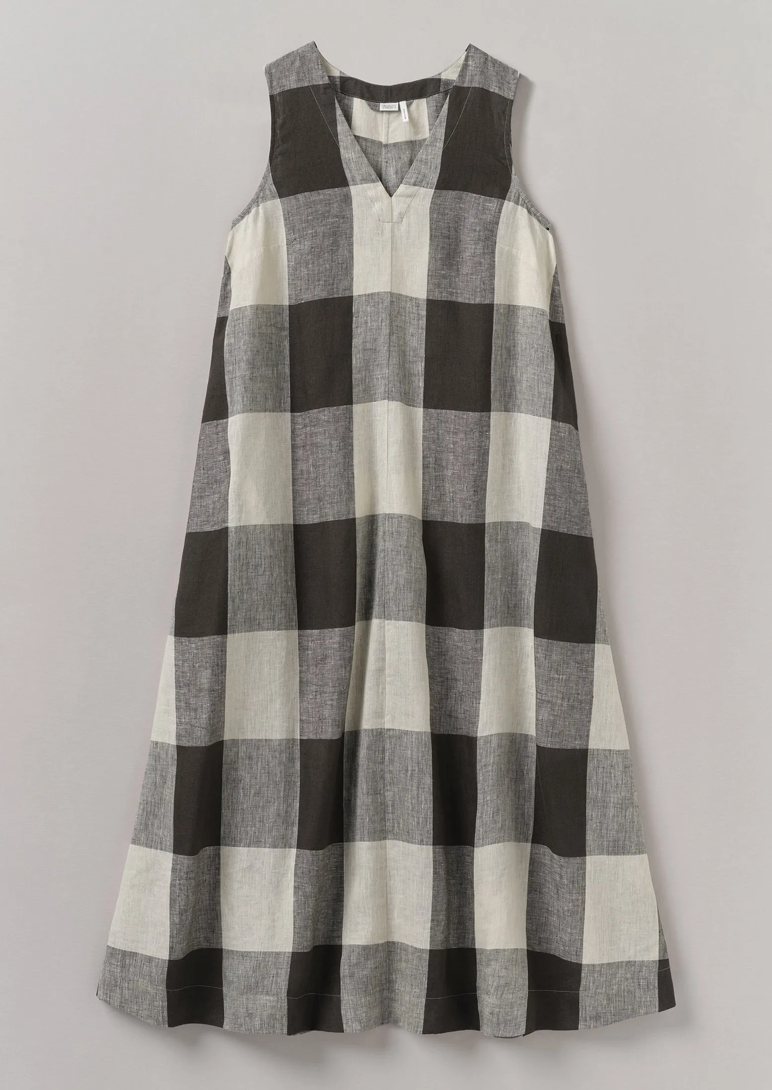 Macro Gingham Lightweight Linen Dress | Ecru/Charcoal sold by TOAST