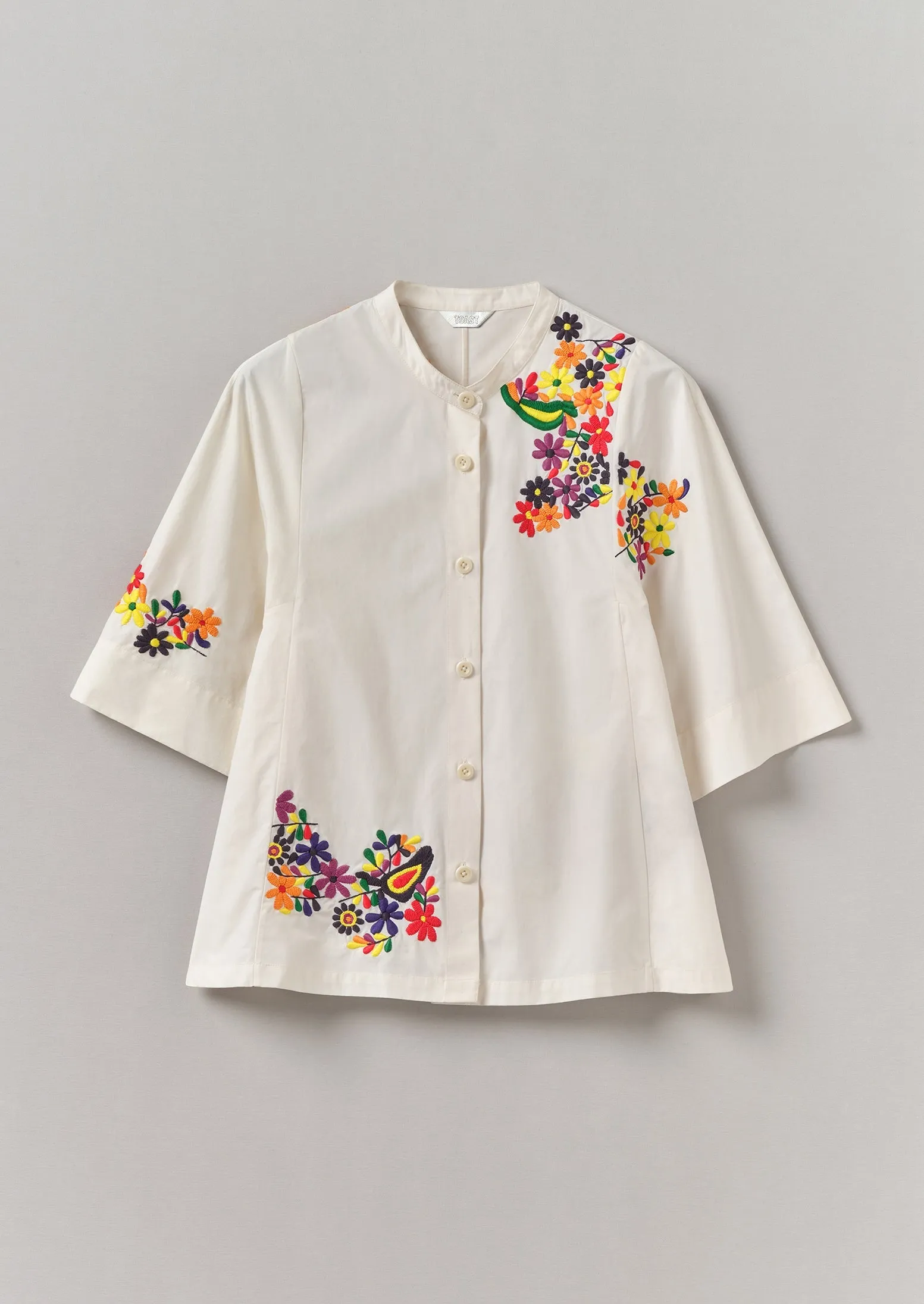 Floral Embroidered Cotton Poplin Shirt | Multi sold by TOAST