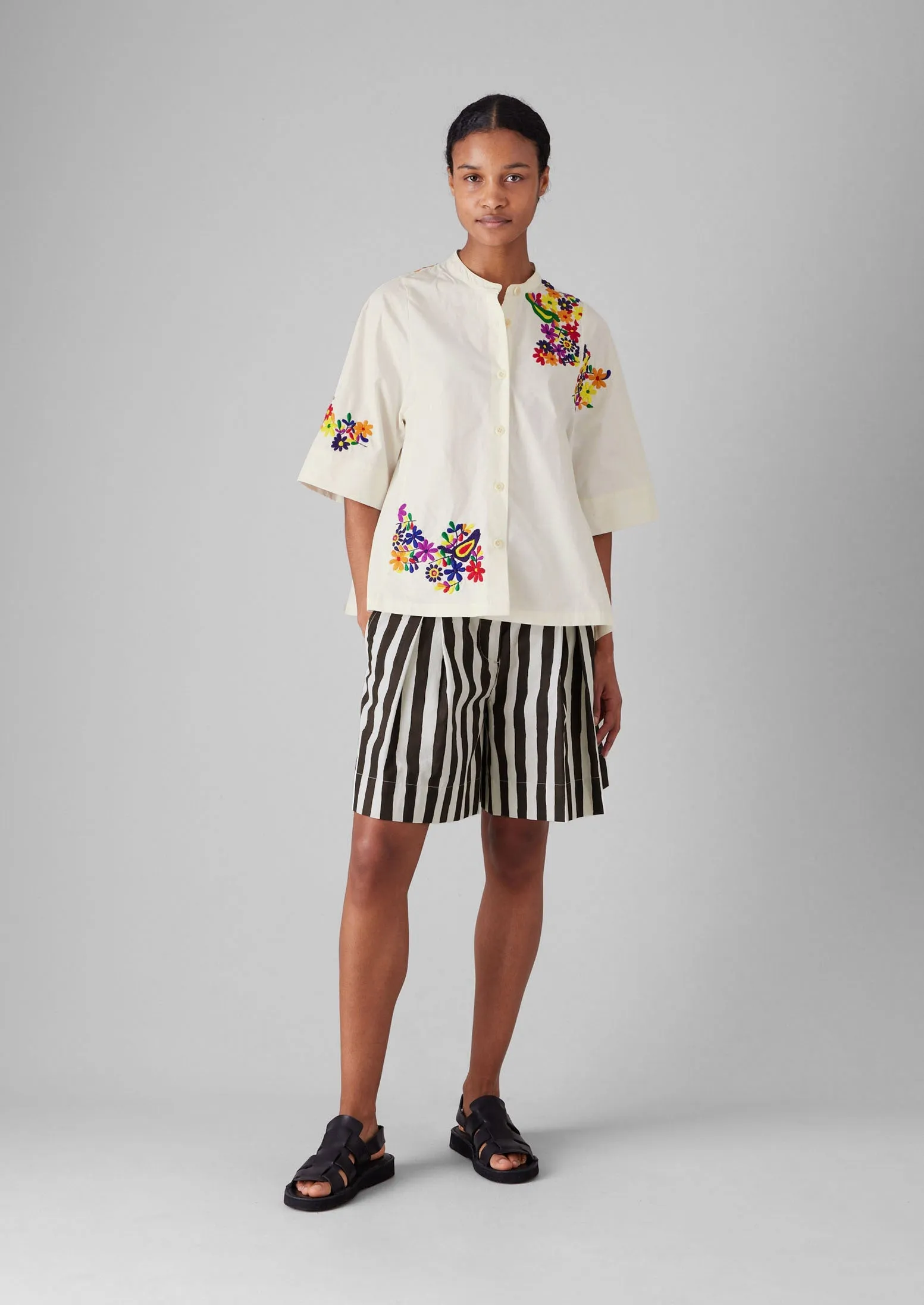 Floral Embroidered Cotton Poplin Shirt | Multi sold by TOAST product image thumbnail 4