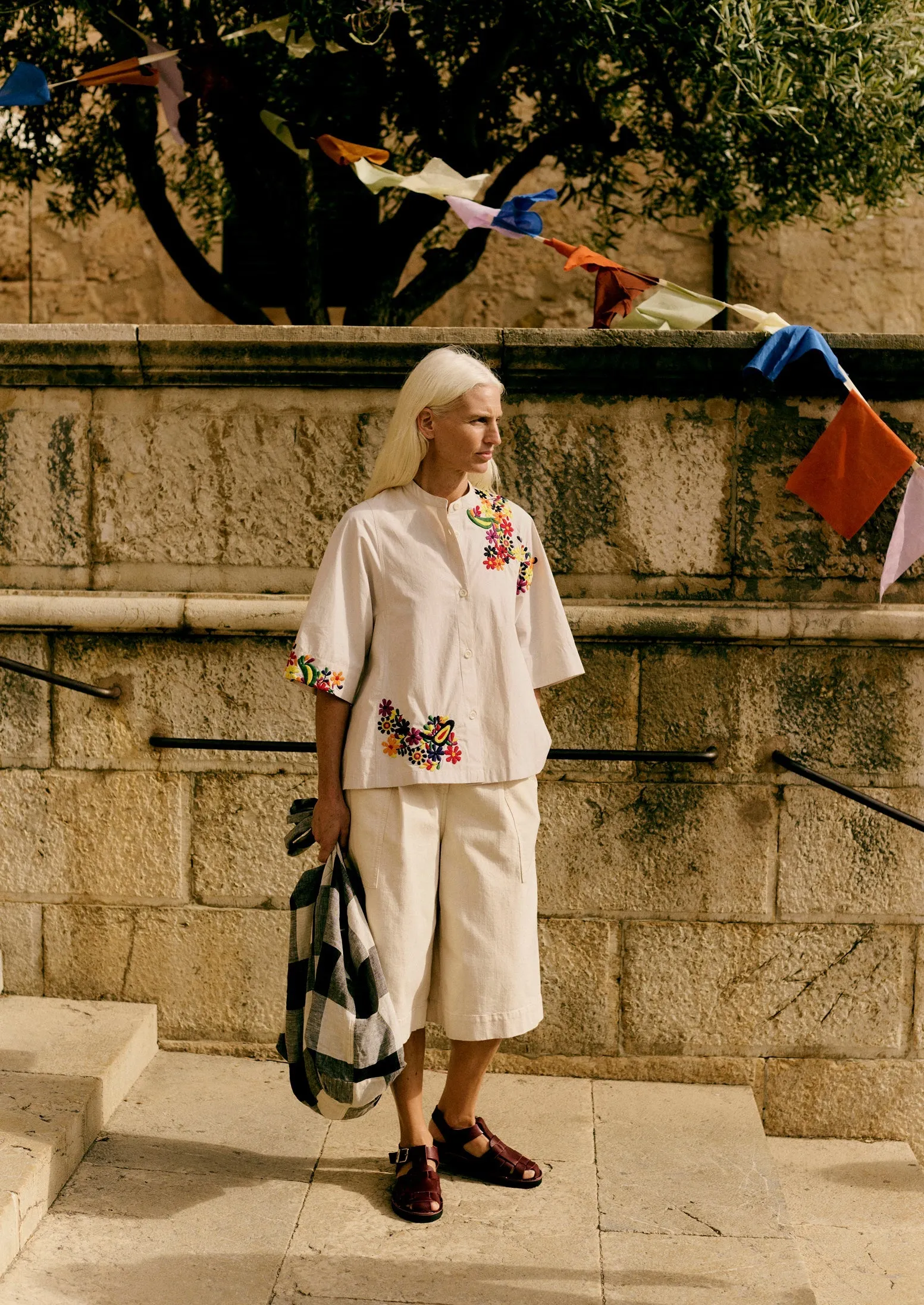 Floral Embroidered Cotton Poplin Shirt | Multi sold by TOAST product image thumbnail 5