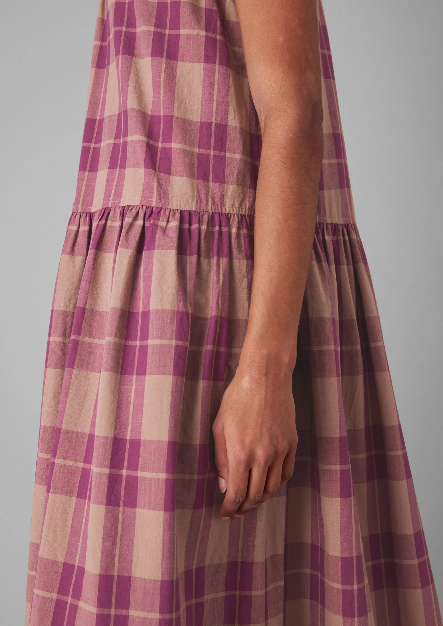 Check Cotton Gathered Waist Dress | Raspberry sold by TOAST product image thumbnail 4