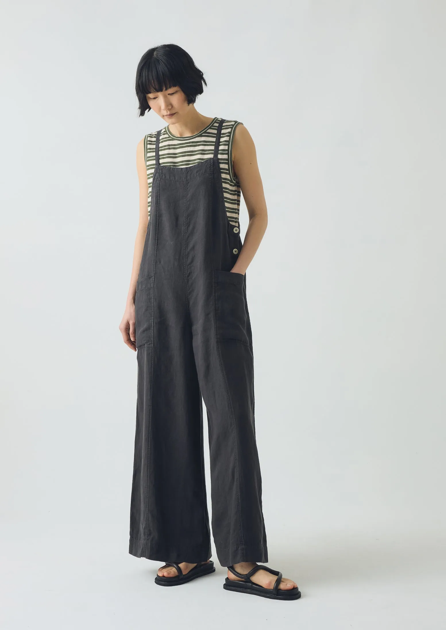 Garment Dyed Linen Pocket Jumpsuit | Black Pepper sold by TOAST product image thumbnail 2