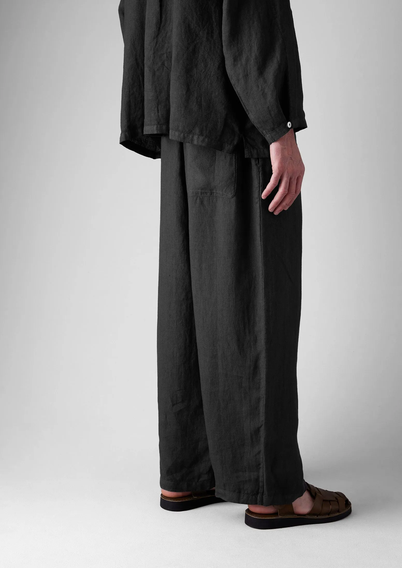 Garment Dyed Linen Drawstring Trousers | Black Pepper sold by TOAST product image thumbnail 5