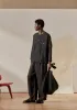 Garment Dyed Linen Drawstring Trousers | Black Pepper sold by TOAST