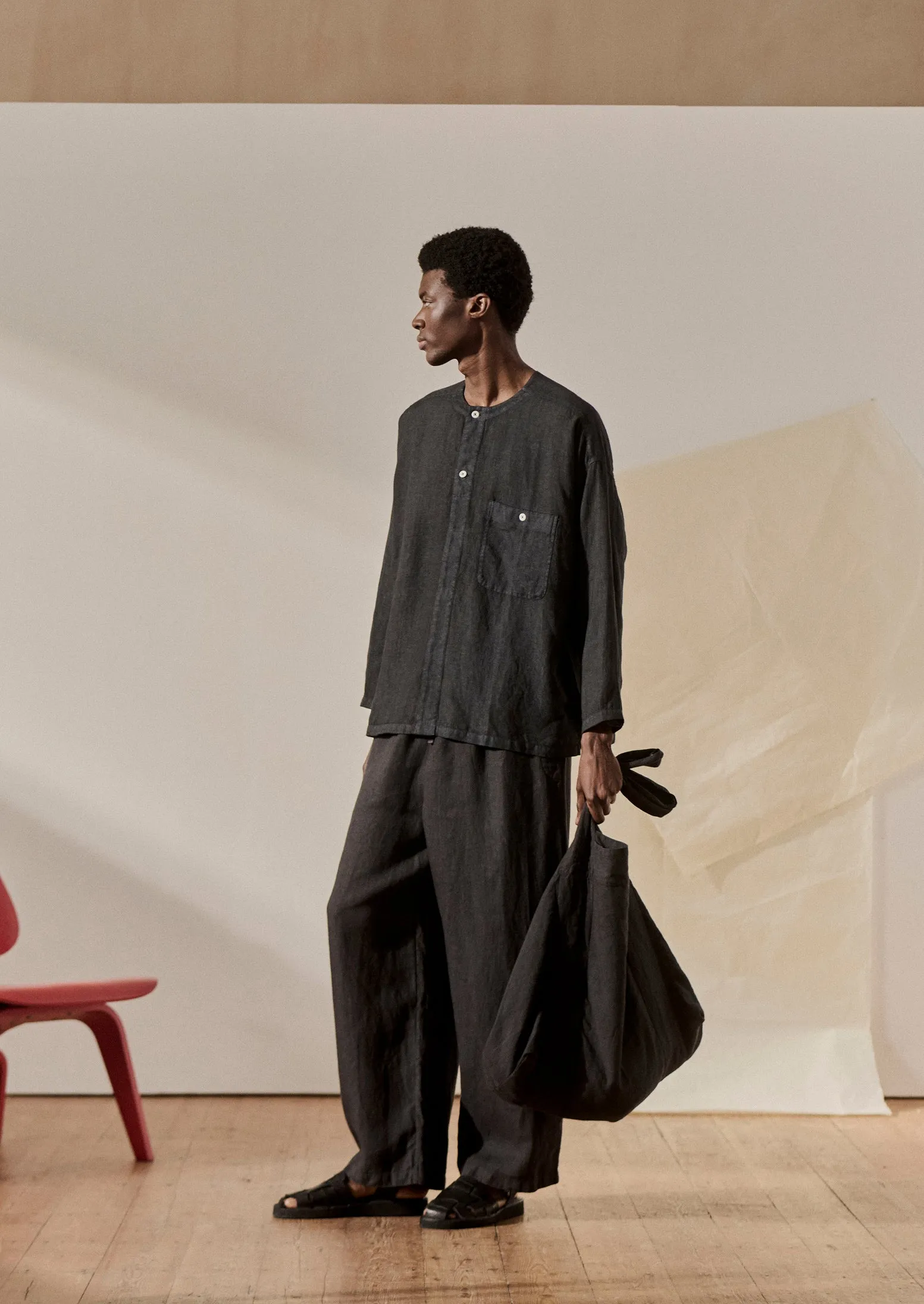 Garment Dyed Linen Drawstring Trousers | Black Pepper sold by TOAST product image thumbnail 2