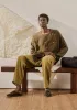 Garment Dyed Linen Collarless Shirt | Pear sold by TOAST