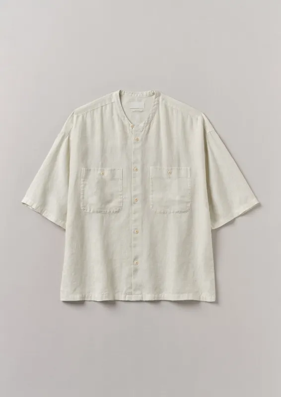 Garment Dyed Linen Grandad Collar Shirt | Oat sold by TOAST