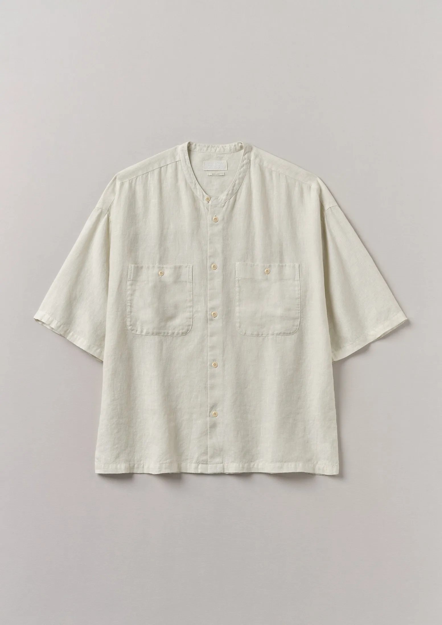 Garment Dyed Linen Grandad Collar Shirt | Oat sold by TOAST