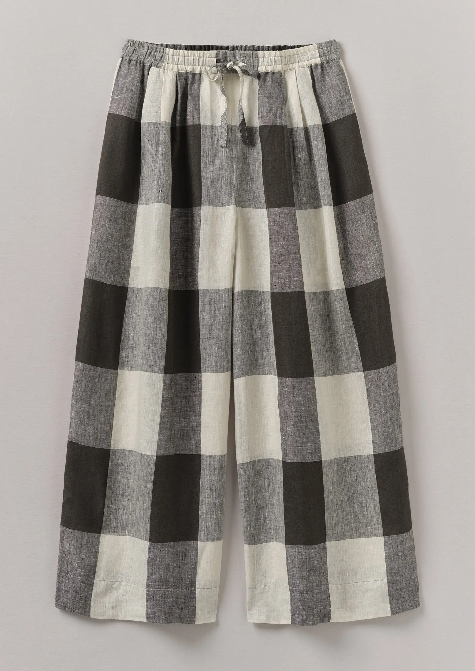 Macro Gingham Lightweight Linen Trousers | Ecru/Charcoal sold by TOAST