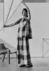 Macro Gingham Lightweight Linen Trousers | Ecru/Charcoal sold by TOAST