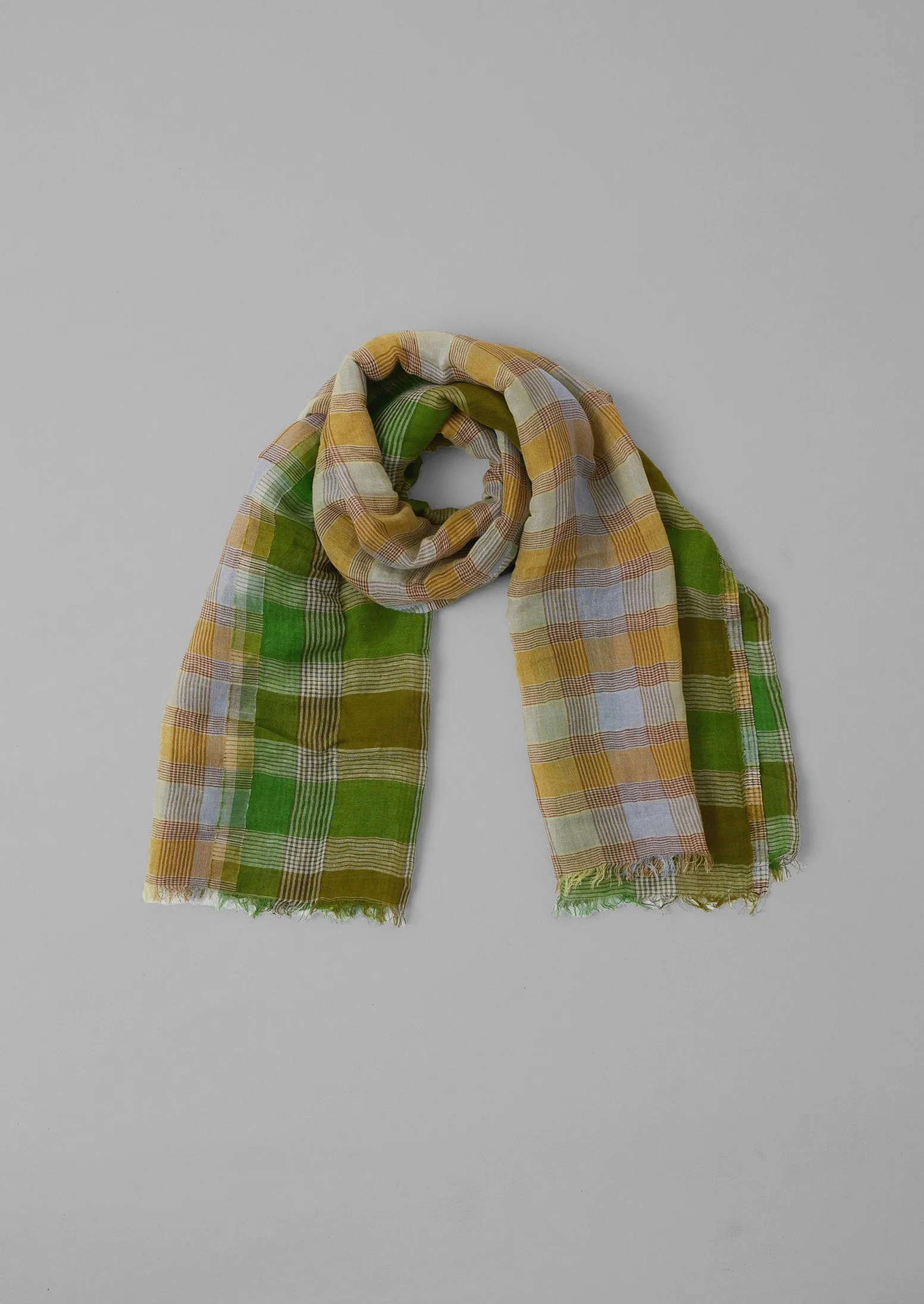 Contrast Check Volant Scarf | Shadow Green/Lawn Green sold by TOAST
