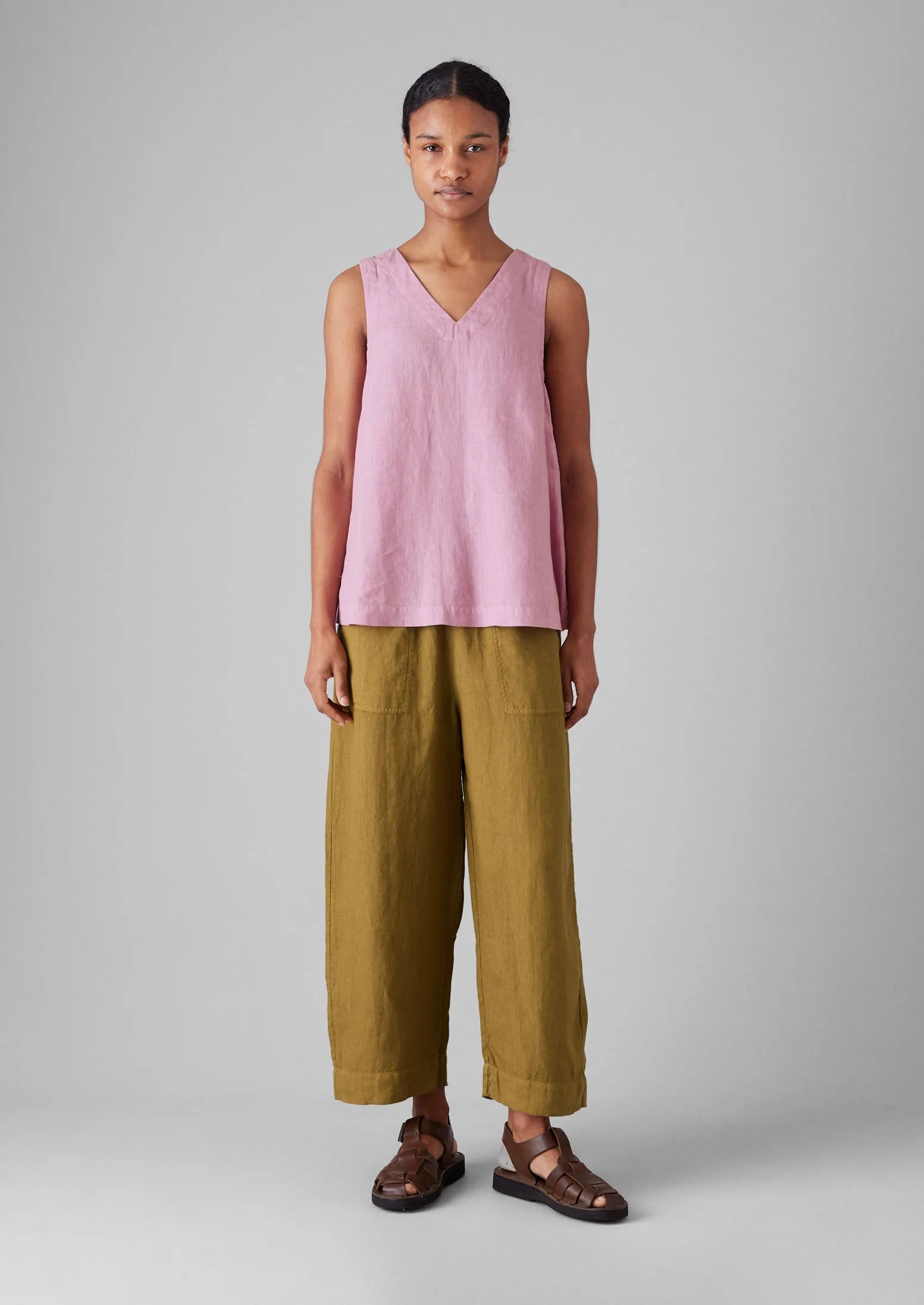 Garment Dyed Linen V-Neck Tank | Washed Berry sold by TOAST product image thumbnail 3