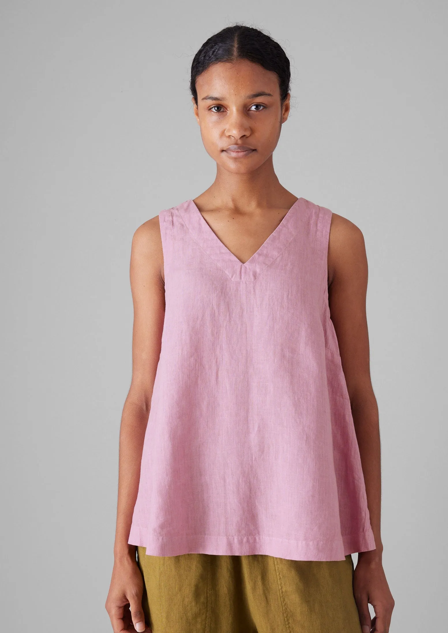 Garment Dyed Linen V-Neck Tank | Washed Berry sold by TOAST product image thumbnail 2