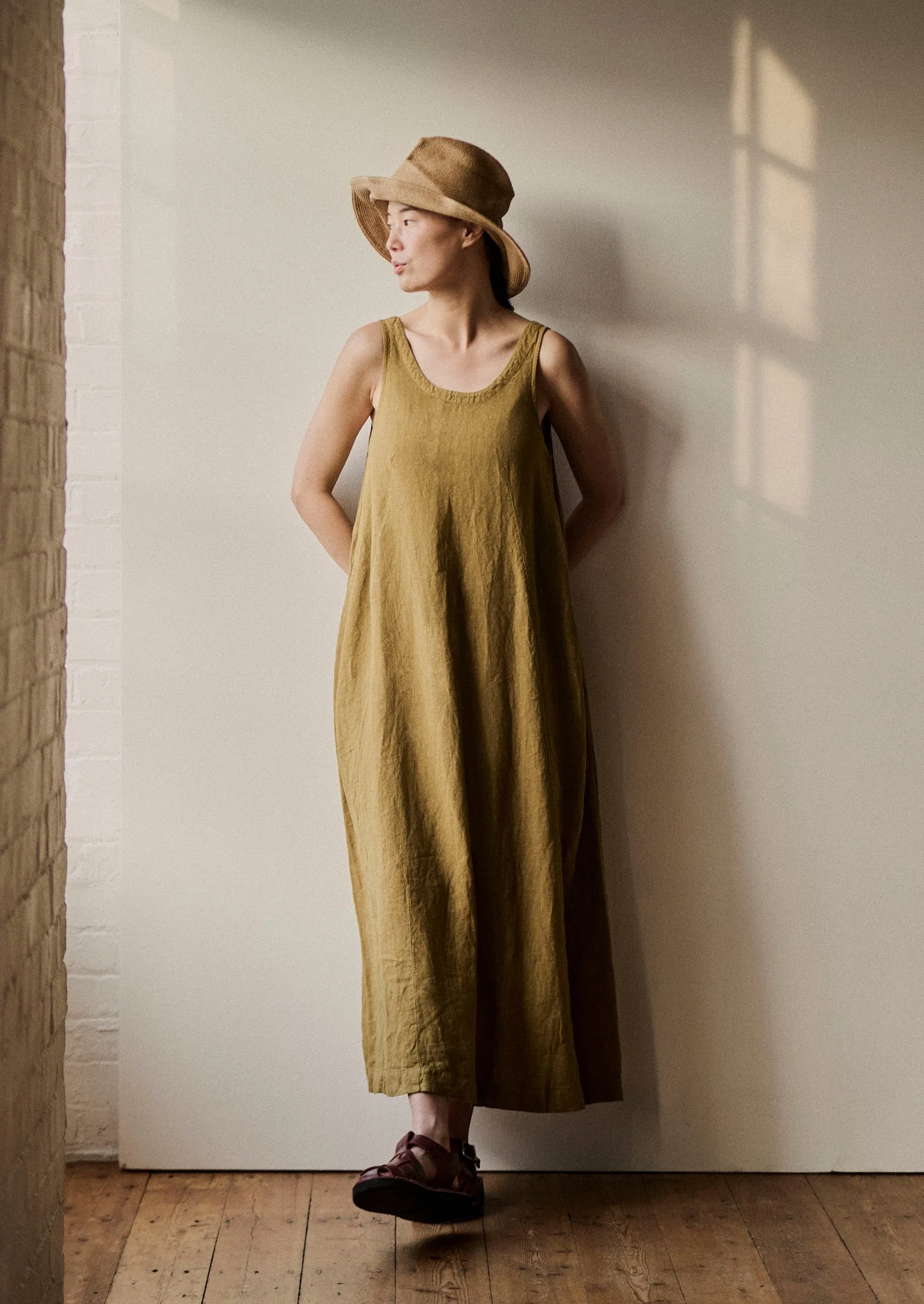 Garment Dyed Linen Easy Dress | Durian Green sold by TOAST product image thumbnail 2