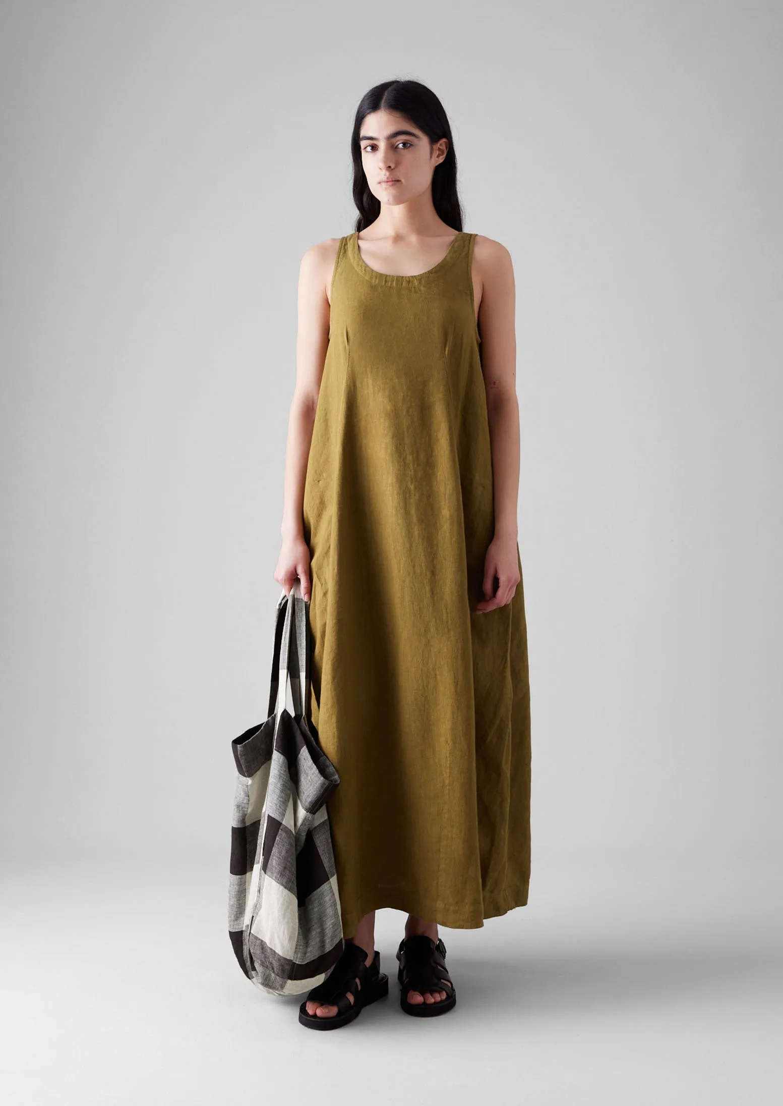 Garment Dyed Linen Easy Dress | Durian Green sold by TOAST product image thumbnail 5