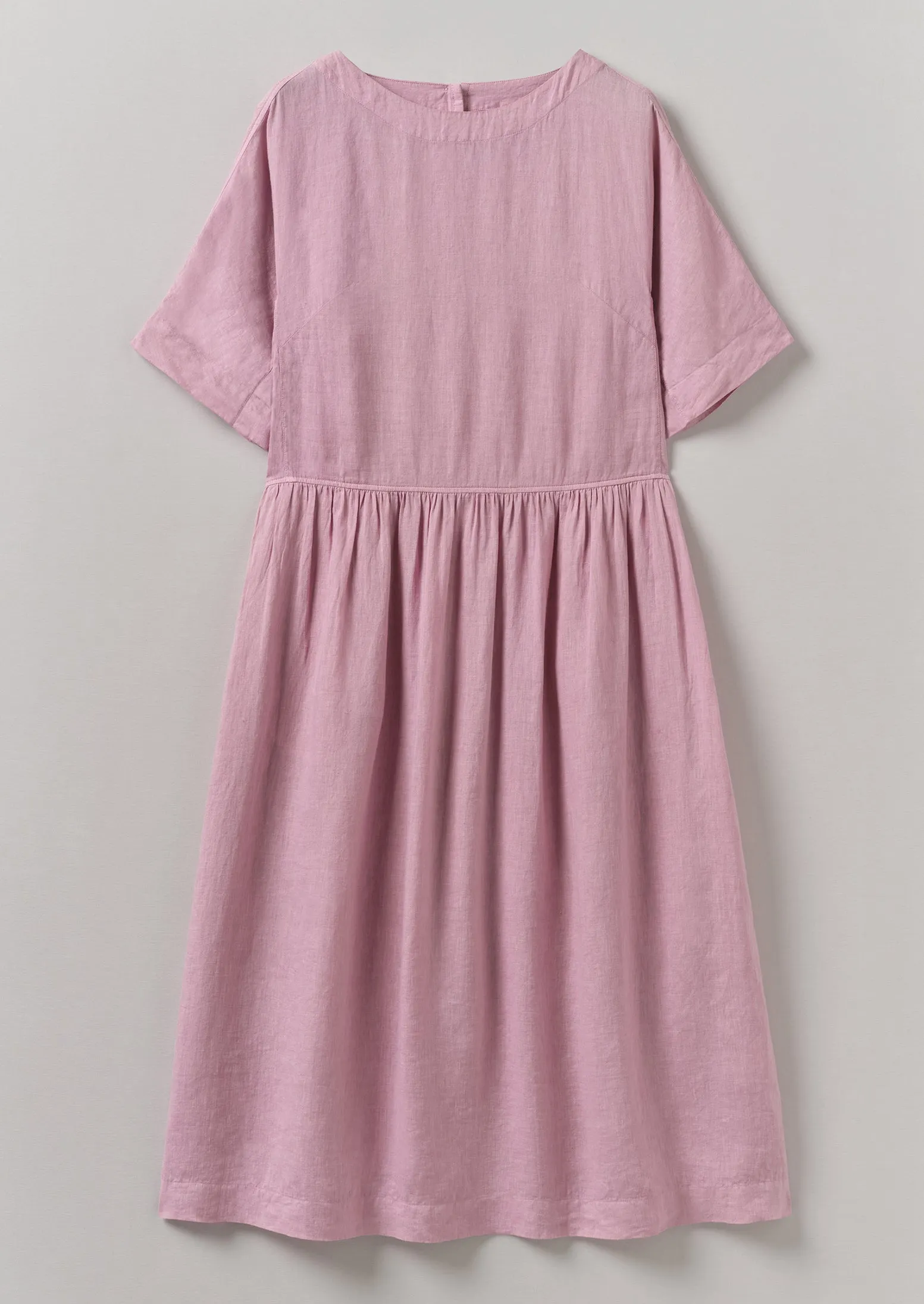 Lightweight Linen Gathered Waist Dress | Washed Berry sold by TOAST