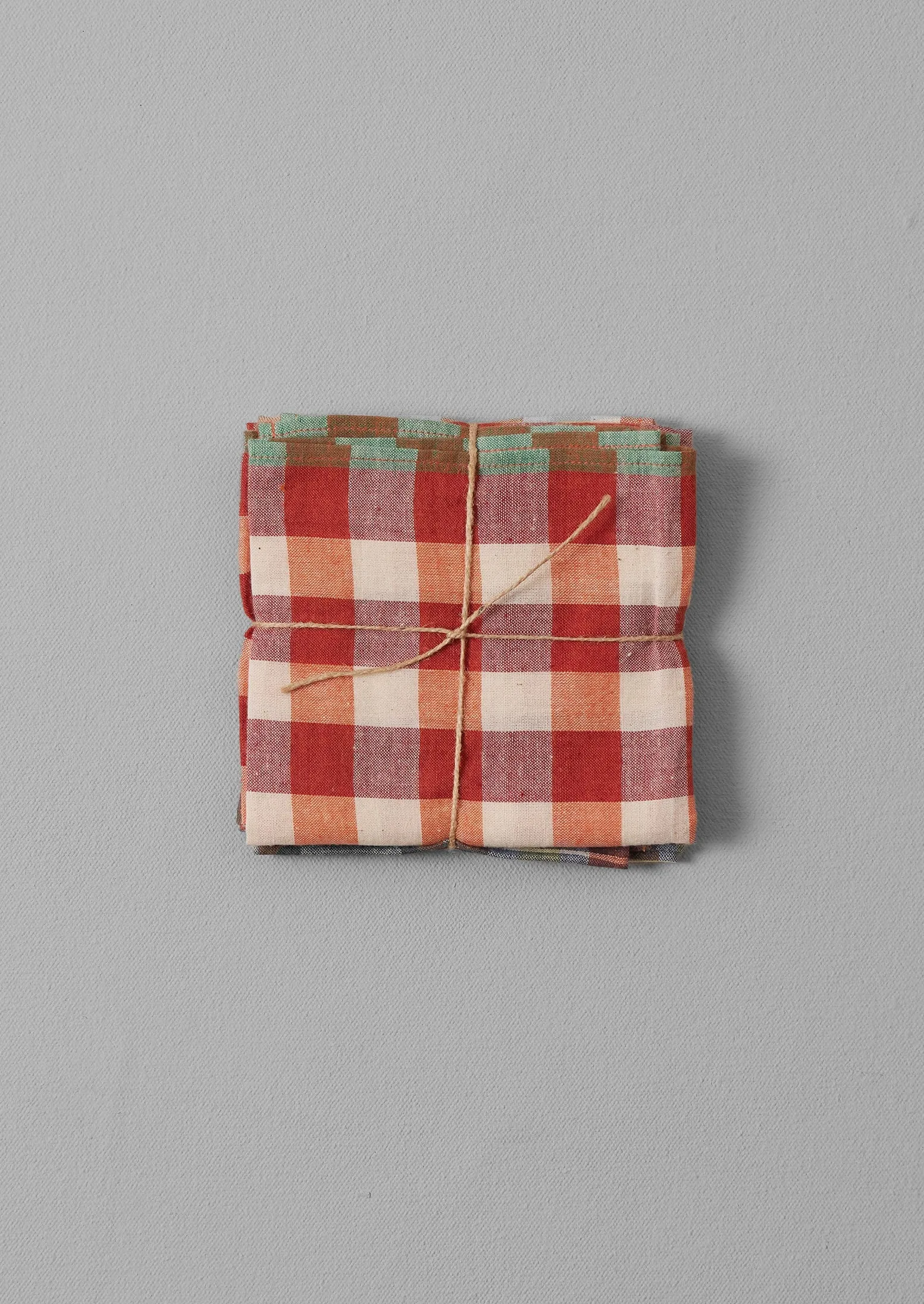 Hand Woven Check Napkin Set | Poppy/Citron sold by TOAST product image thumbnail 2