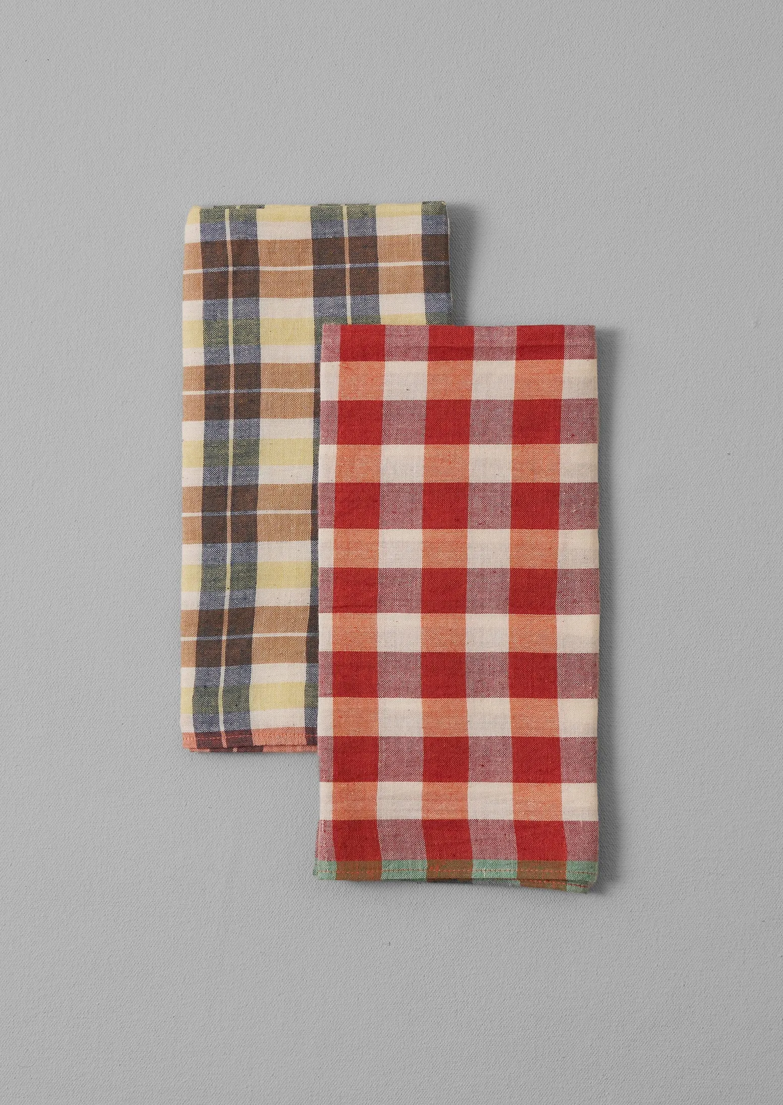 Hand Woven Check Napkin Set | Poppy/Citron sold by TOAST