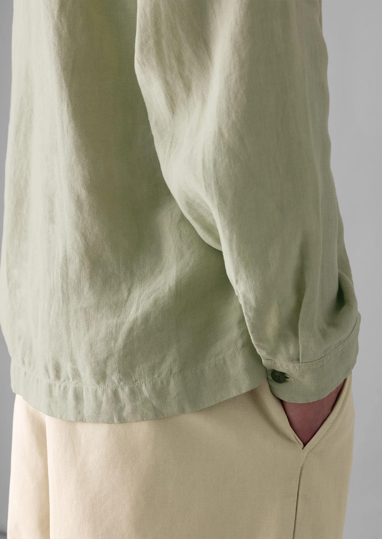Half Placket Linen Shirt | Pebble sold by TOAST product image thumbnail 4