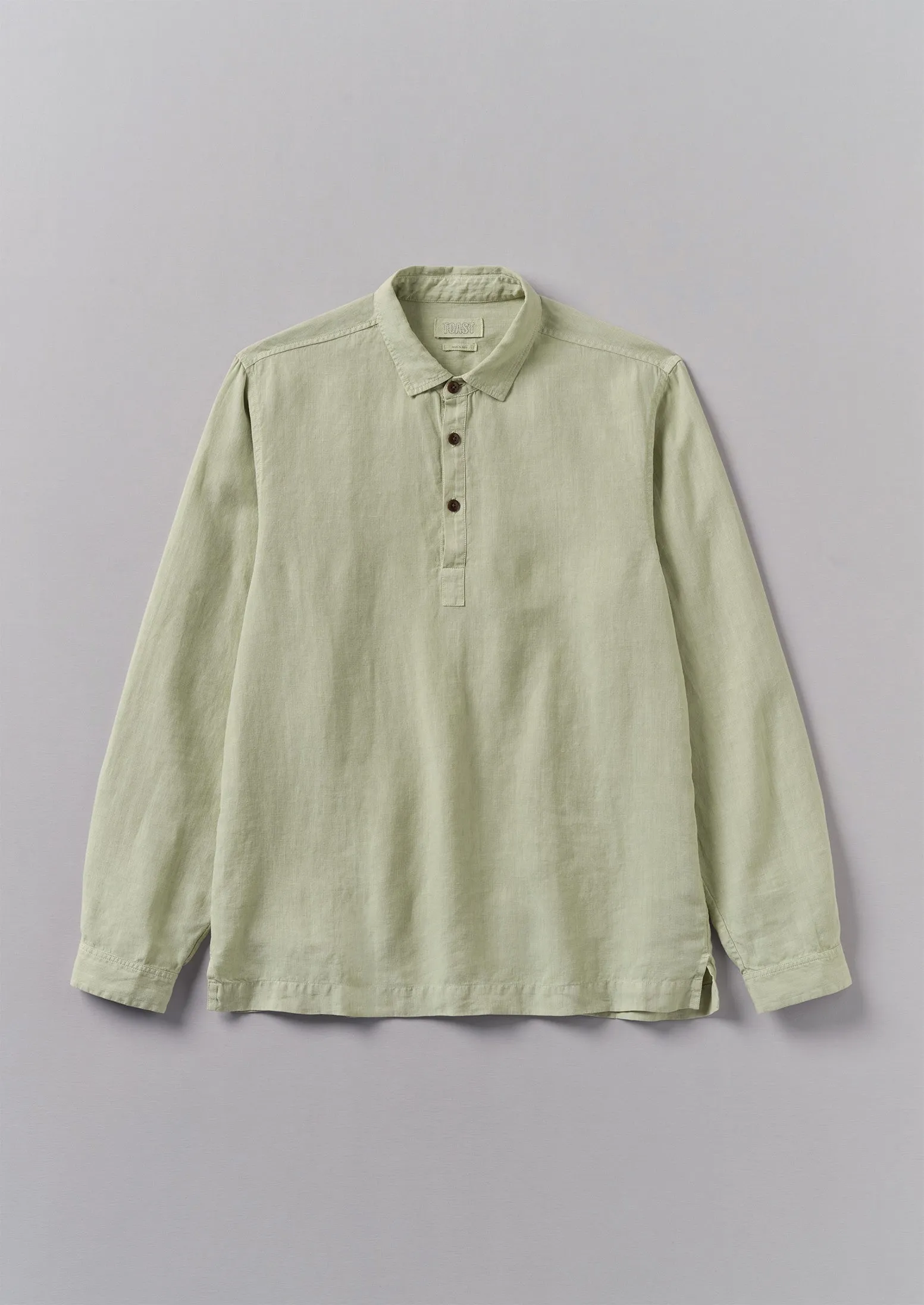 Half Placket Linen Shirt | Pebble sold by TOAST