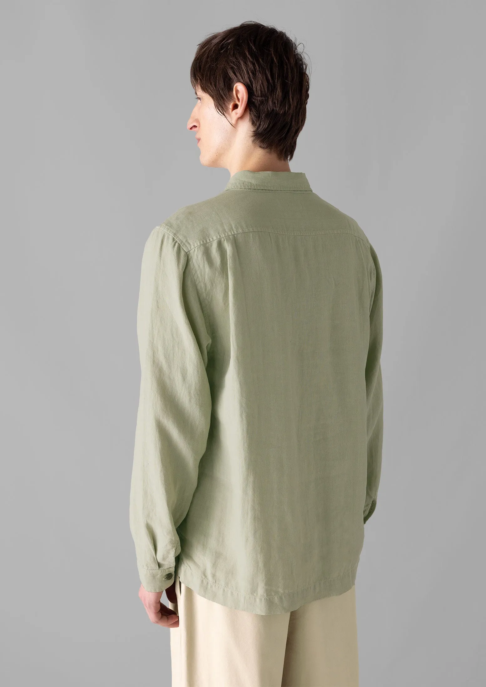 Half Placket Linen Shirt | Pebble sold by TOAST product image thumbnail 5
