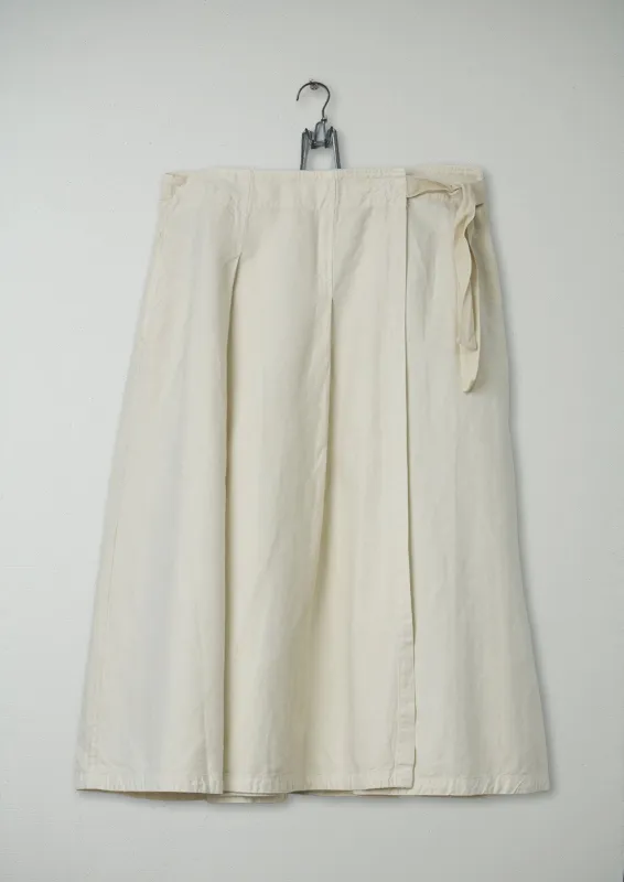 Reworn Cotton Linen Wrap Skirt Size 14 (150) | Parchment sold by TOAST