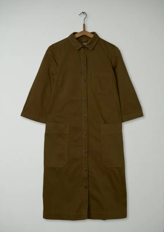 Reworn Cotton Sateen Shirt Dress Size 6 (824) | Dull Gold sold by TOAST