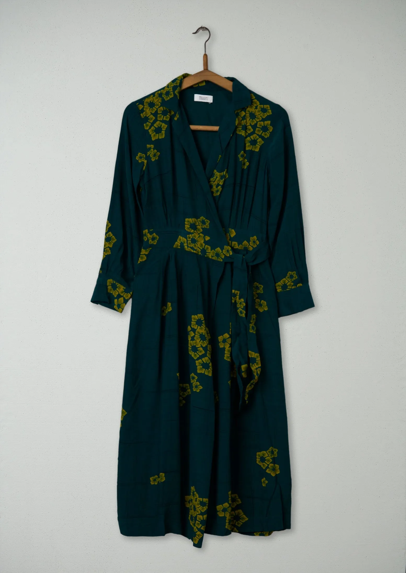 Reworn Floral Print Wrap Dress Size 6 (815) | Pine Green sold by TOAST