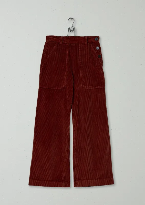 Reworn Cord Wide Leg Trousers Size 6 (534) | Burnt Caramel sold by TOAST