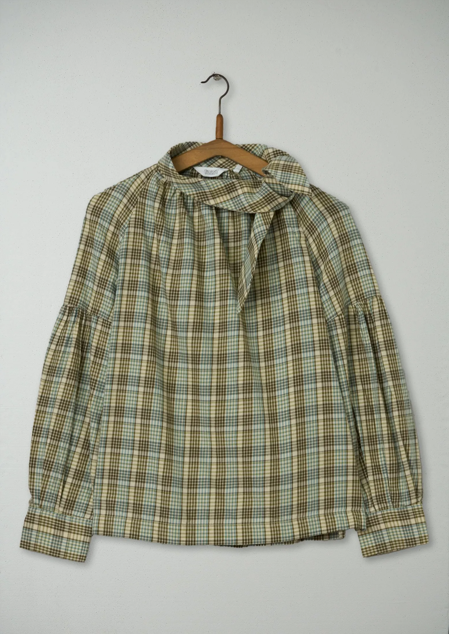 Reworn Tie Neck Cotton Shirt Size 6 (441) | Multi sold by TOAST