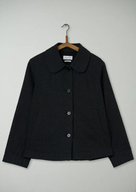 Reworn Round Collar Jacket Size 10 (126) | Black Indigo sold by TOAST