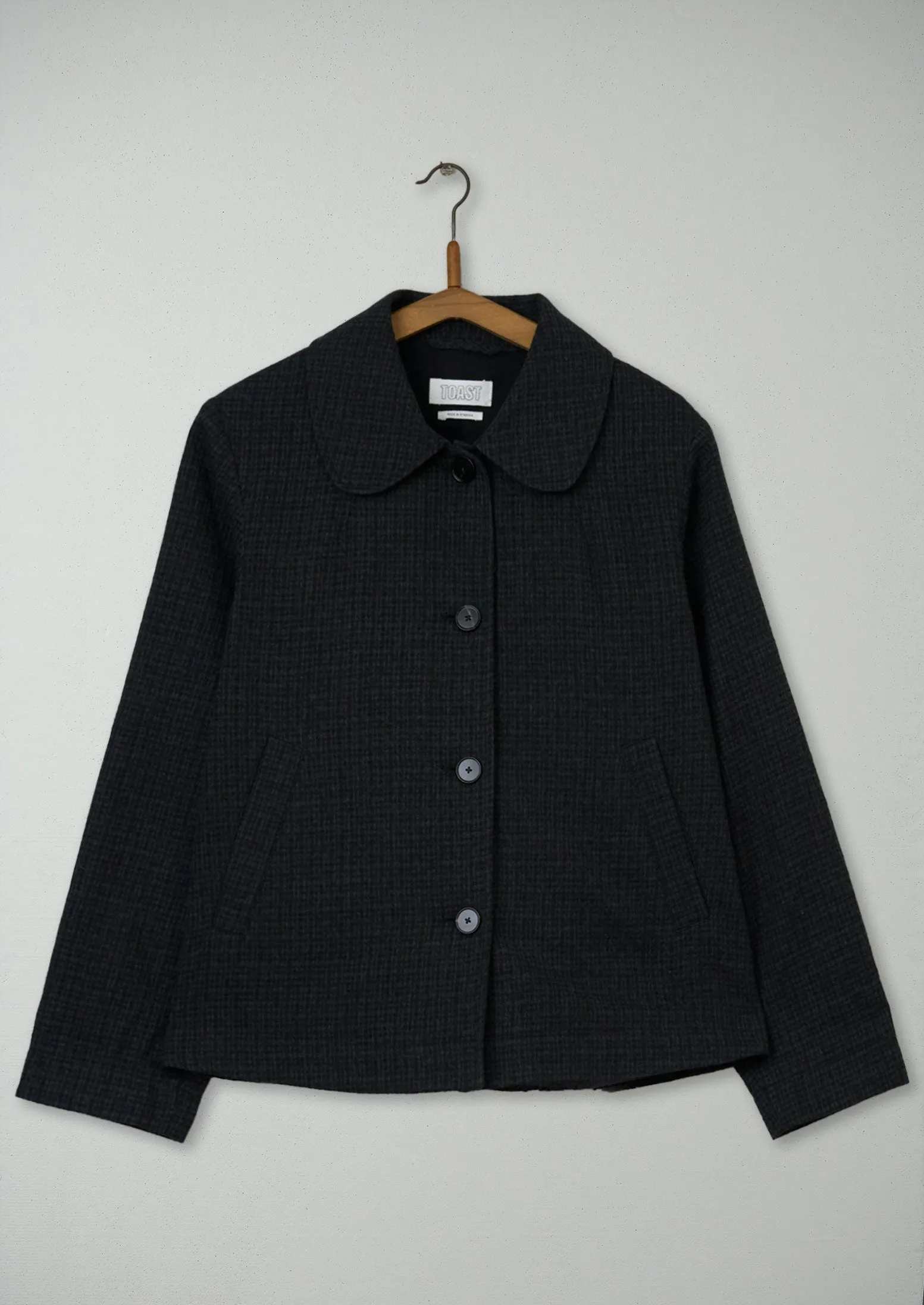 Reworn Round Collar Jacket Size 10 (126) | Black Indigo sold by TOAST