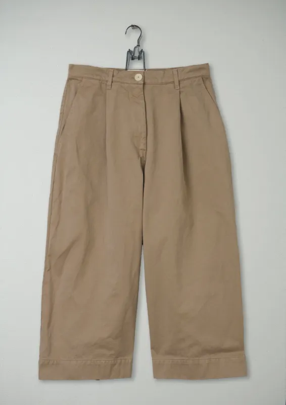 Reworn Cotton Twill Culotte Size 10 (525) | Sand sold by TOAST
