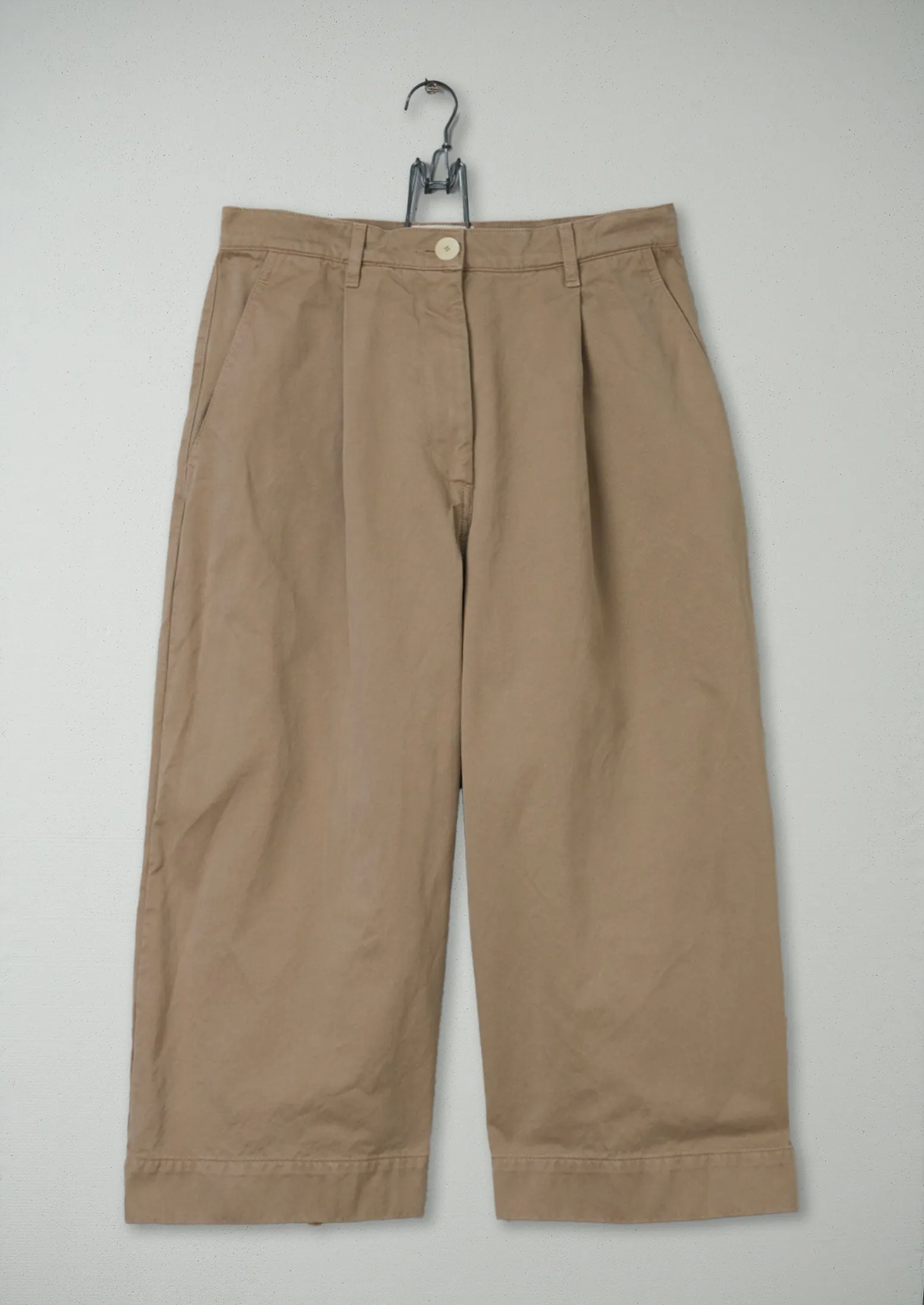 Reworn Cotton Twill Culotte Size 10 (525) | Sand sold by TOAST