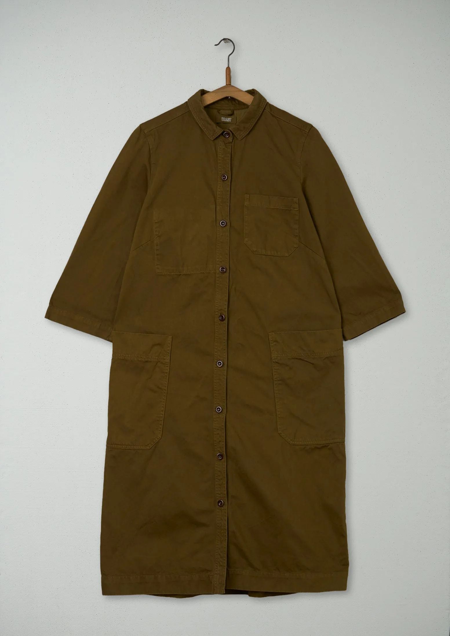 Reworn Cotton Sateen Shirt Dress Size 10 (665) | Dull Gold sold by TOAST